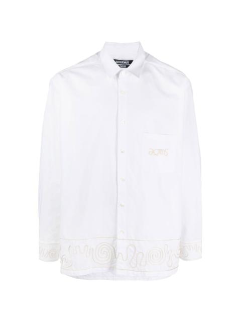 embroidered design long-sleeve shirt