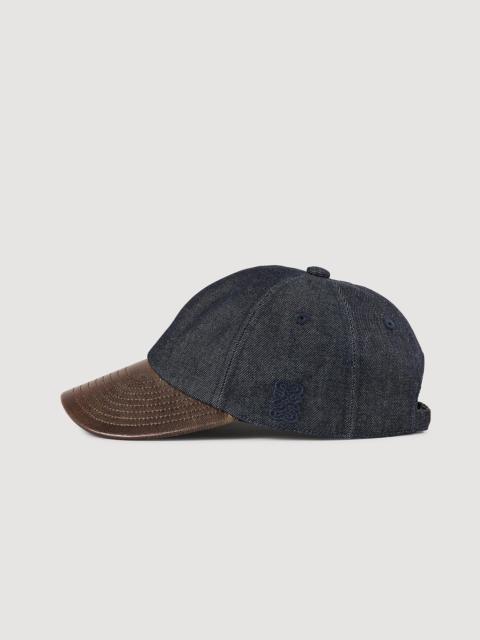 Sandro DENIM AND LEATHER CAP