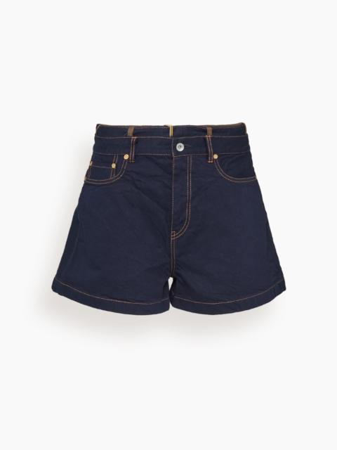 sacai Denim x Nylon Twill Shorts in Navy x Brown