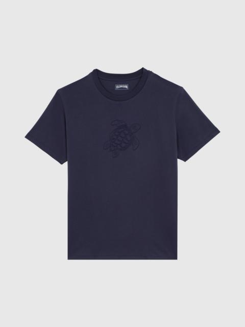 Vilebrequin Men Cotton T-shirt Embroidered tone on tone Turtle