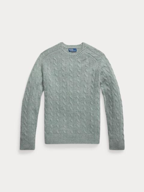 Polo Ralph Lauren Suede-Patch Cable-Knit Sweater