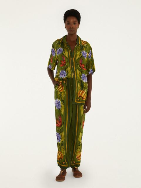 FARM RIO Green Tropical Scarf Pants