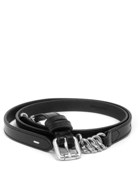 Maison Margiela Chain Detail Leather Belt  in Black