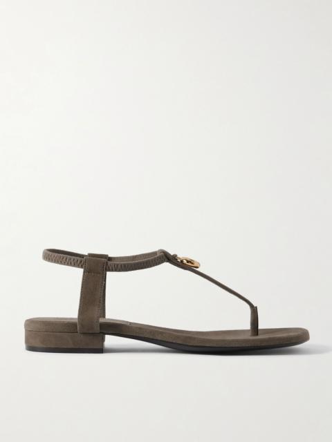 Loro Piana Mindil embellished suede sandals Tan