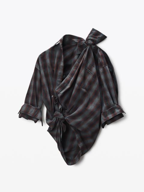 Alexander Wang Red Plaid Asymmetric Button Up Shirt