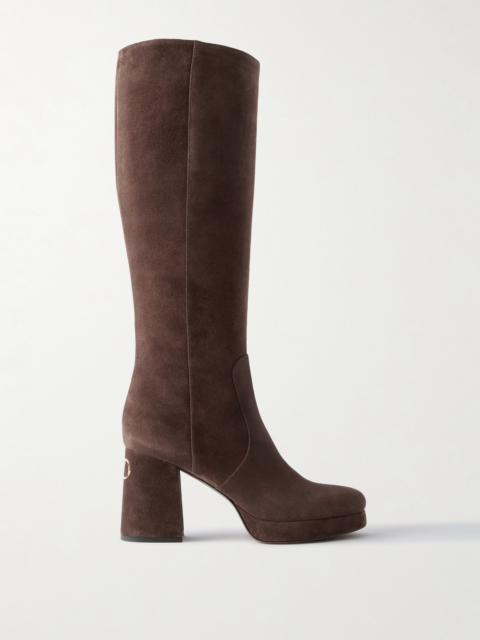 Valentino Fawcette 100 Suede Platform Knee Boots