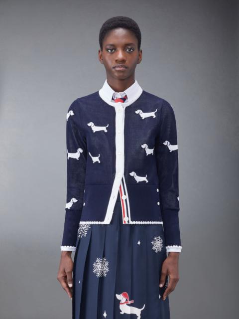 Thom Browne Cotton Pointelle Crewneck Cardigan