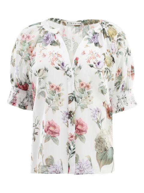 Alice + Olivia puff-sleeve floral blouse