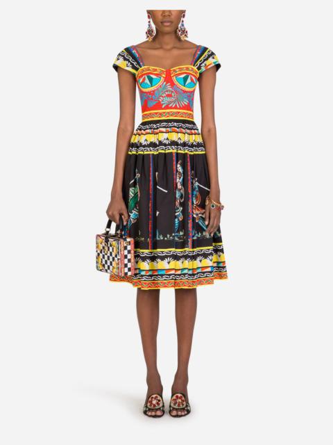 Dolce & Gabbana Bustier midi dress in Carretto-print poplin