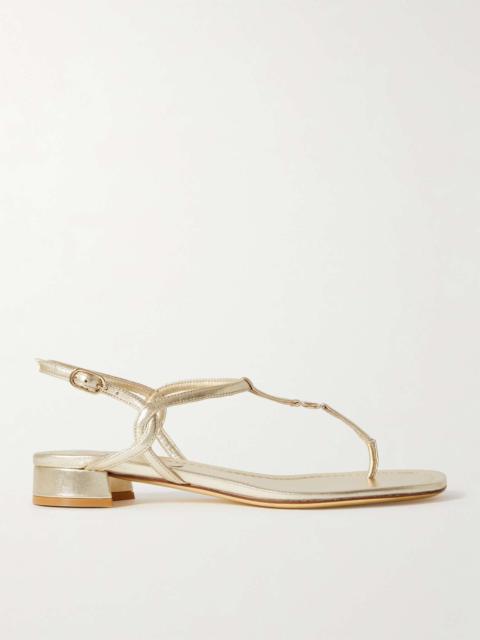 Valentino VLOGO embellished metallic leather sandals