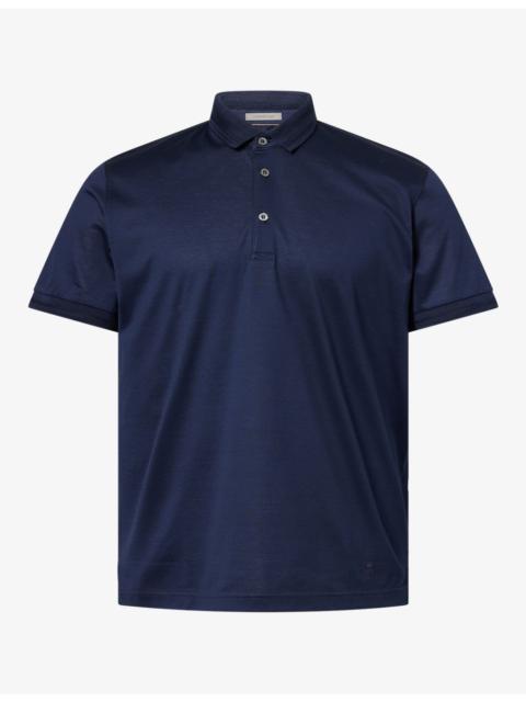 CORNELIANI Knitted-Collar Mercerized Cotton Polo T-Shirt