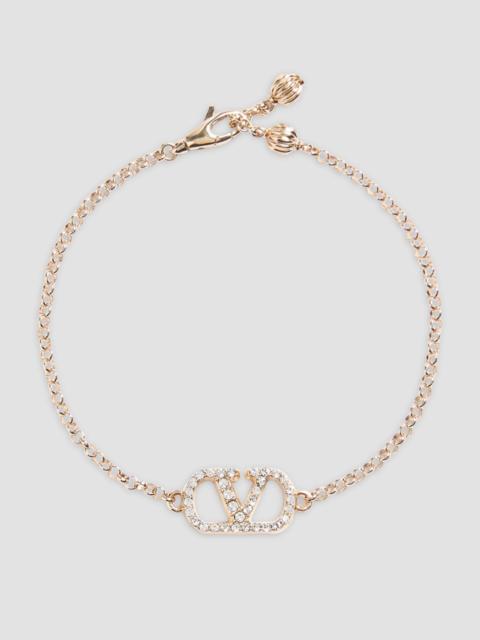 Valentino Women's VLogo Signature Bracelet in Metal and Swarovski Crystals - Gold Crystal