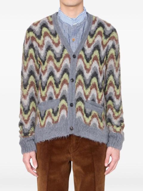 Kolor wave-pattern alpaca-blend cardigan