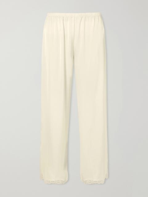 FAITHFULL Adnina Lace-trimmed Recycled-satin Wide-leg Pants