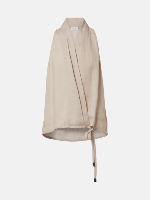 Brunello Cucinelli Monili halterneck linen wrap top