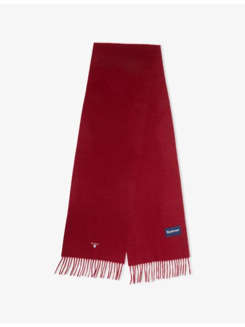 Barbour Plain Logo-Embroidered Lambswool Scarf