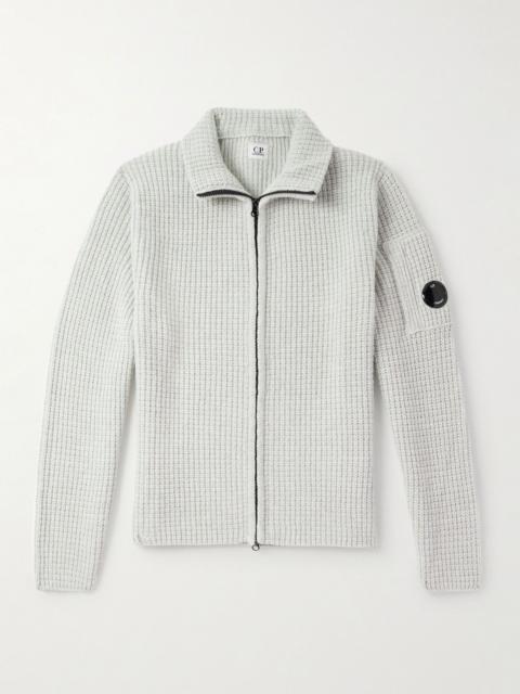C.P. Company Logo-Appliquéd Waffle-Knit Wool-Blend Zip-Up Sweatshirt Ecru