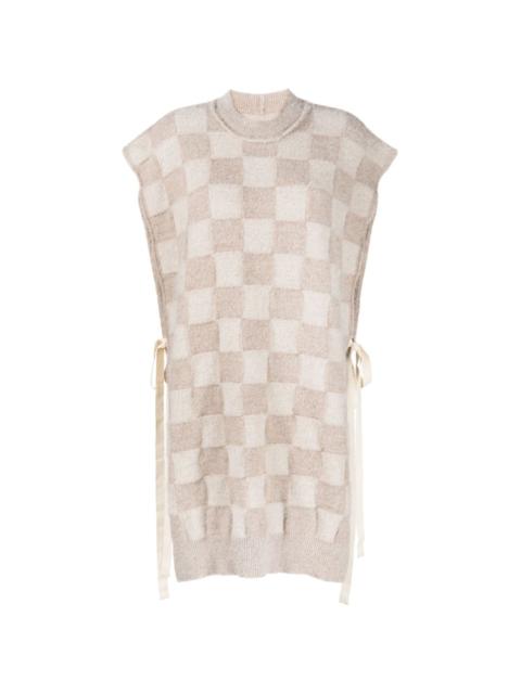UMA WANG checkerboard-pattern knitted vest