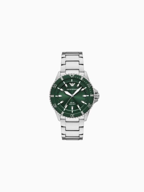 EMPORIO ARMANI WORLD EXPLORER SOLAR-POWERED THREE-HAND STAINLESS STEEL WATCH
