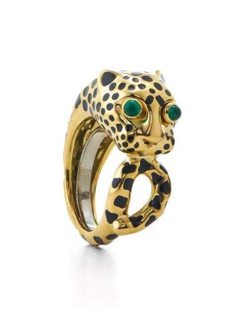 DAVID WEBB Diamond Black Leopard Ring