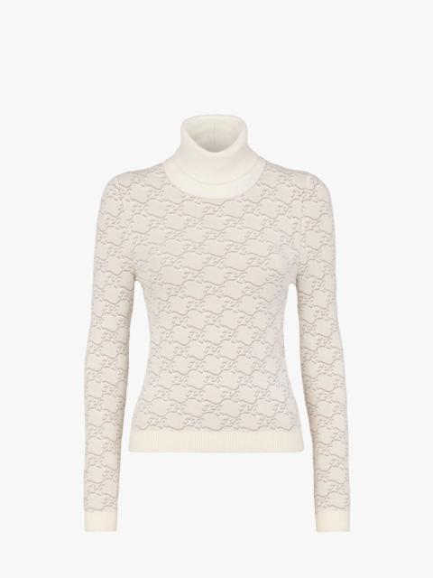 FENDI White velvet and viscose sweater