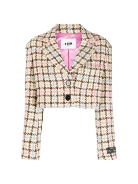 MSGM single-breasted tweed cropped blazer