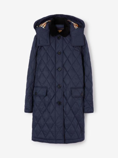 Burberry Detachable Hood Diamond Quilted Coat