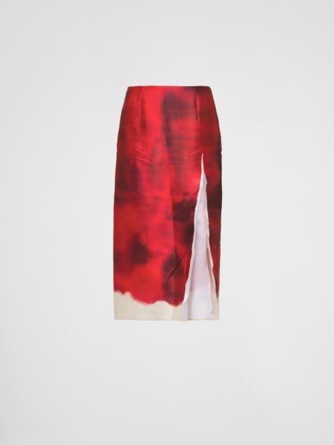 Prada Printed satin midi skirt with slit