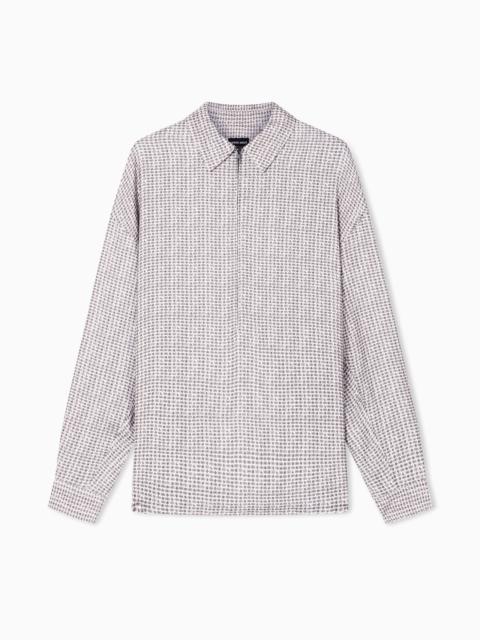 GIORGIO ARMANI PRINTED VISCOSE CRÉPON SHIRT WITH ZIP