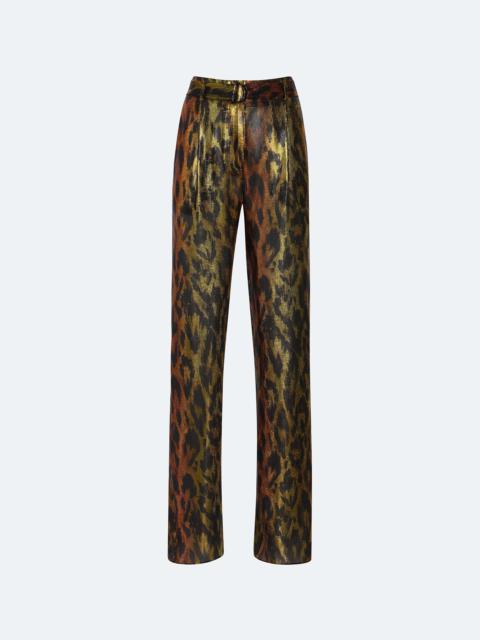 LAPOINTE Lurex Leopard Belted Pant