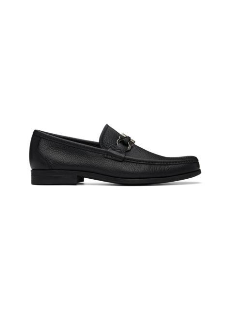 FERRAGAMO Black Gancini Ornament Loafers