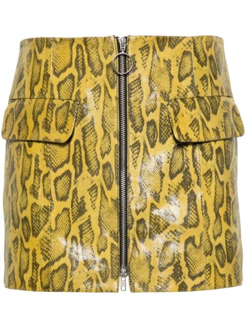 Elvira snakeskin-print leather miniskirt