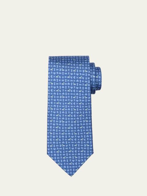 Men's Puzzle-Print Silk Tie