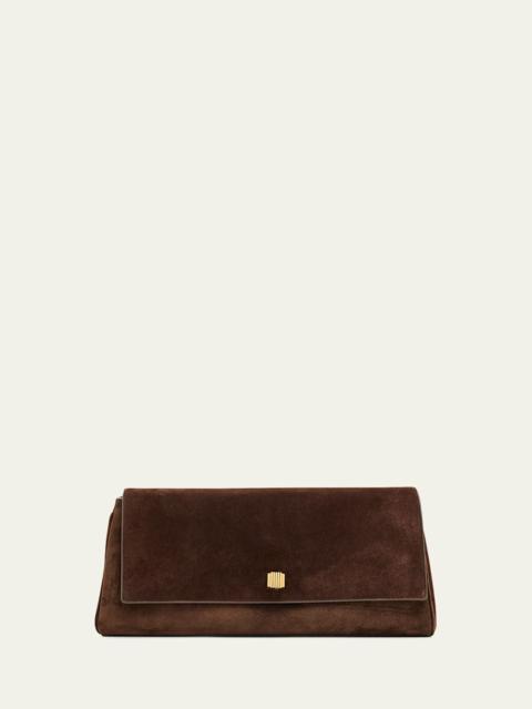 KHAITE Audrey Flap Suede Clutch Bag