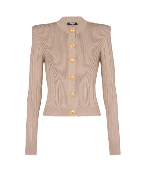 Knit cardigan with gold buttons