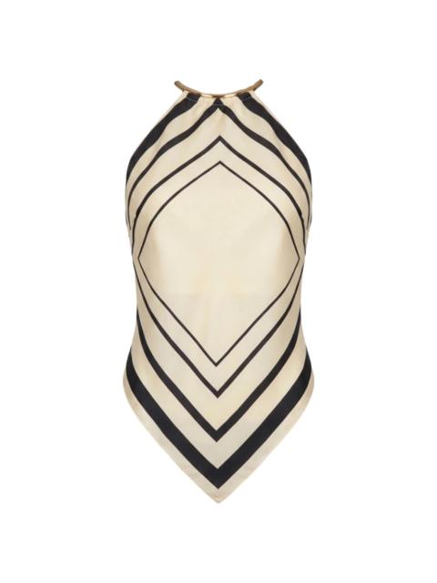 NICHOLAS Women's Skye Halter Scarf Top - Ivory Black Scarf
