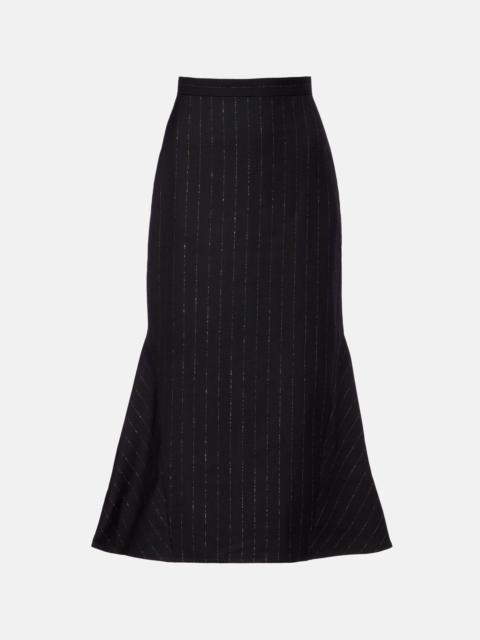 Erdem Pinstripe wool midi skirt