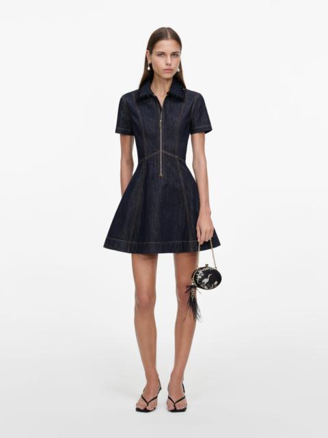 self-portrait Indigo Denim Collared Mini Dress