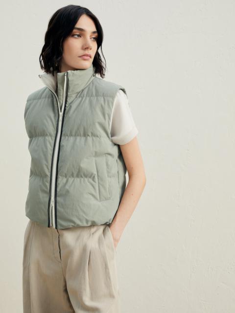 Brunello Cucinelli Techno canvas down vest with shiny trim