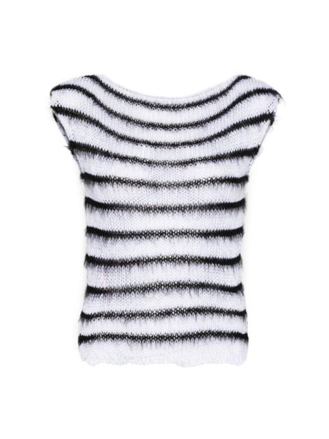 open-knit striped top