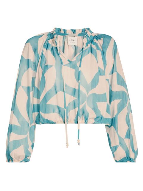 MISA Women's Alene Printed Bubble-Hem Top - Mosaic Sky