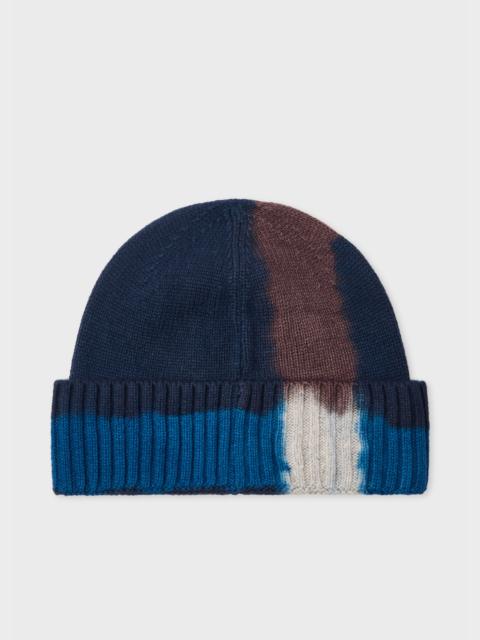 Paul Smith Navy Tie-Dye Merino Wool Beanie