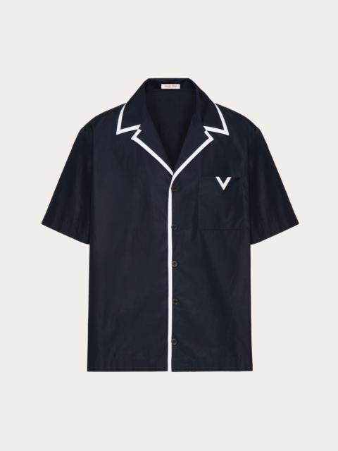 Valentino COTTON POPLIN BOWLING SHIRT WITH RUBBERIZED V