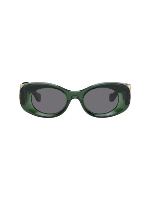 Loewe Green Beveled Oval Maxi Anagram Sunglasses
