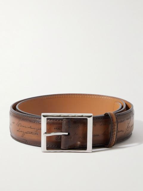 Berluti Scritto 3.5cm Leather Belt Brown