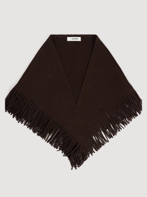 Sandro FRINGED WOOL TRIANGLE SCARF