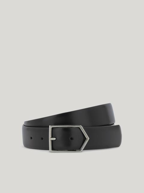 Canali REVERSIBLE BLACK AND BROWN LEATHER BELT WITH SHINY ARROW BUCKLE