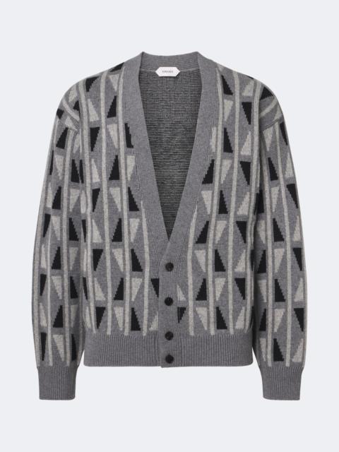 VERSACE Jacquard wool and cashmere cardigan