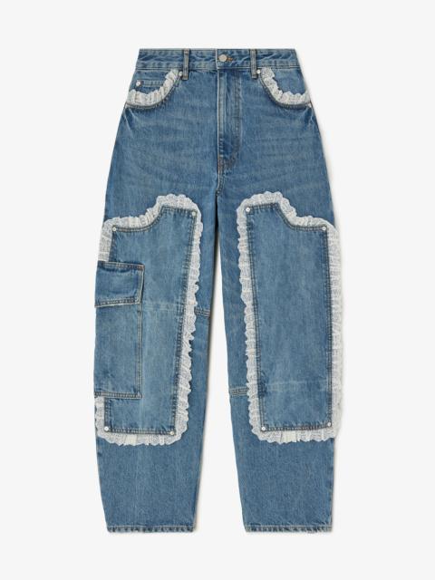 GANNI AUDRI LACE JEANS IN RIGID DENIM