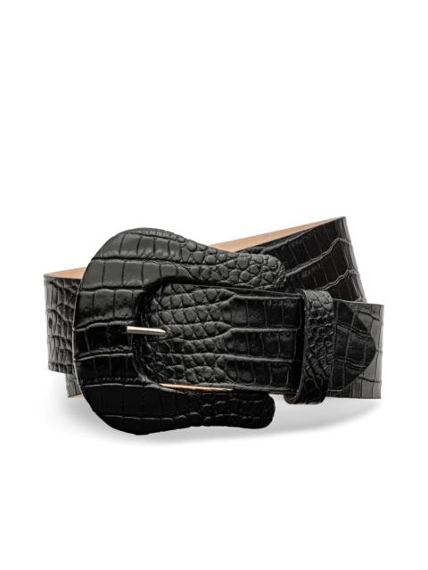 L'AGENCE Clemence Croc-Embossed Leather Belt
